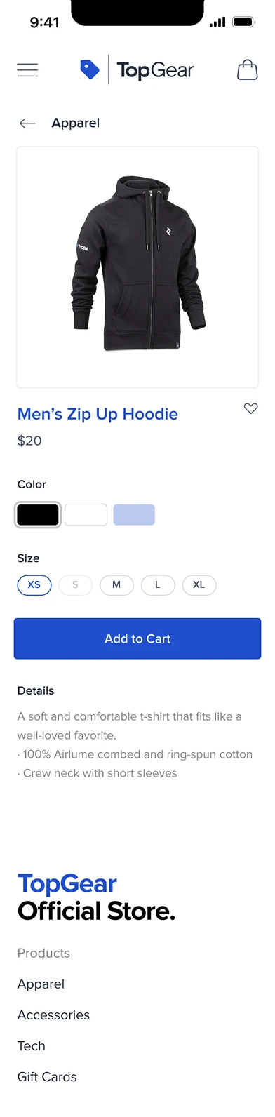 TopGear mobile design